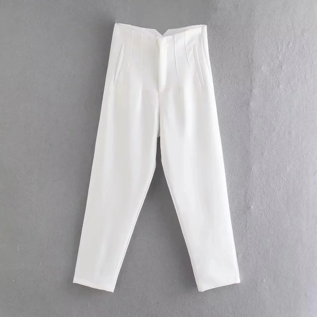 Tailored Slim High-Waist Trousers
