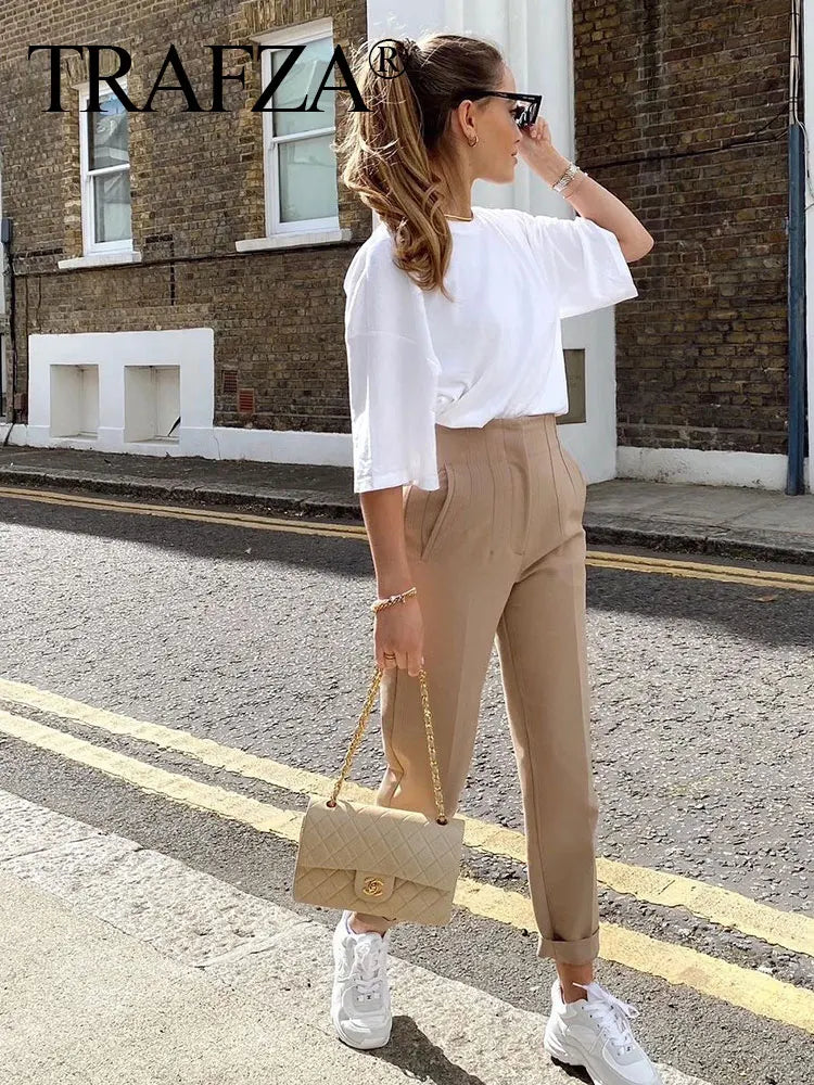 Tailored Slim High-Waist Trousers