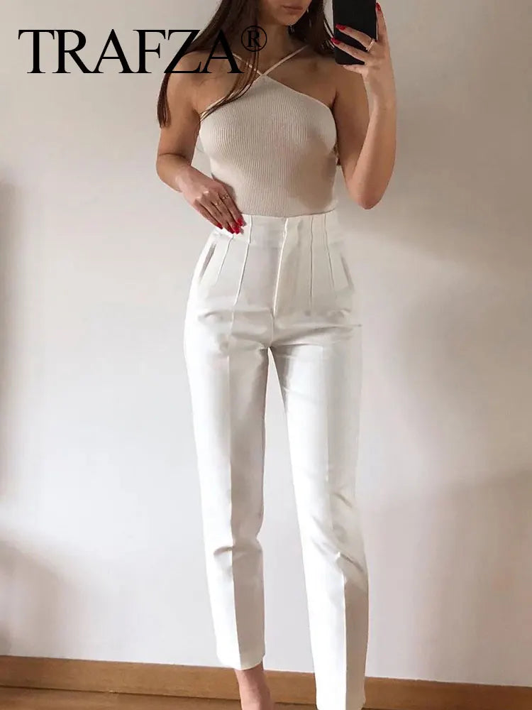 Tailored Slim High-Waist Trousers