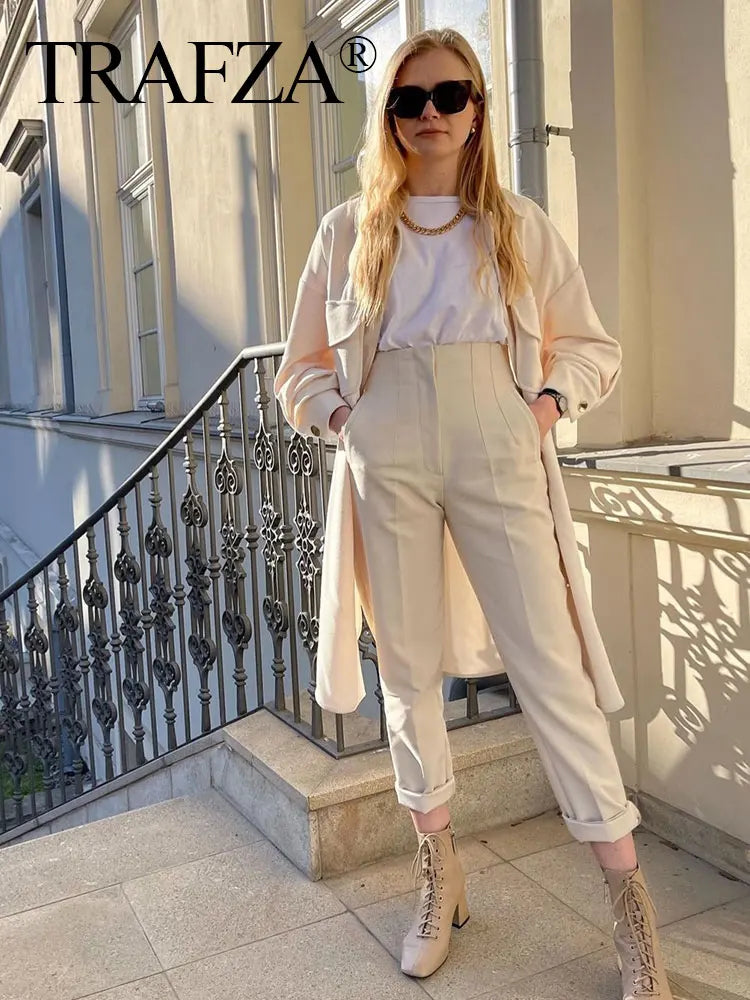 Tailored Slim High-Waist Trousers