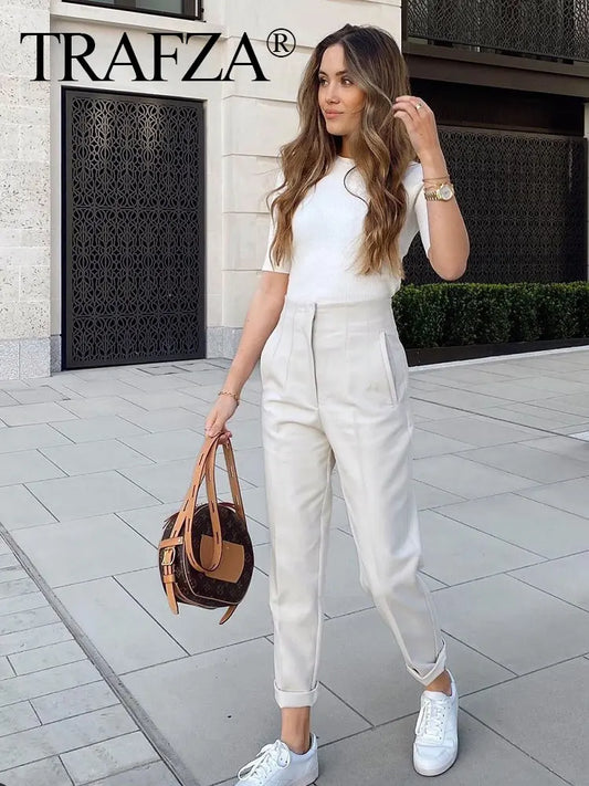 Tailored Slim High-Waist Trousers