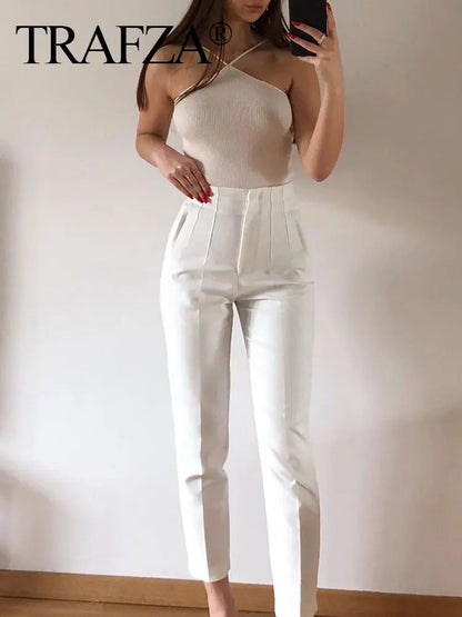 Tailored Slim High-Waist Trousers