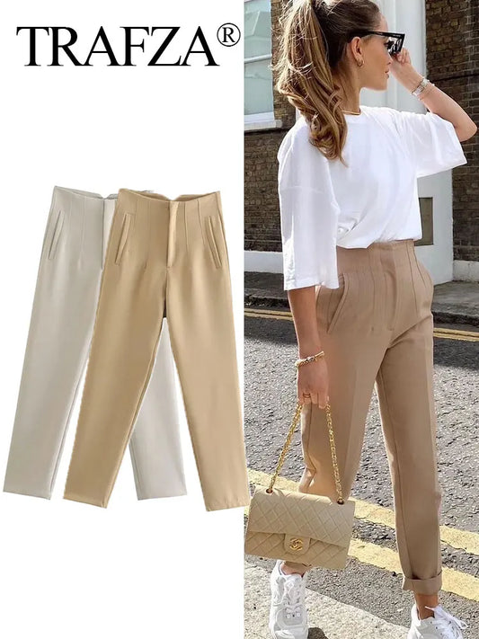 Tailored Slim High-Waist Trousers